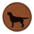 thumbnail image 1 of Labrador Retriever Dog Solid 2.5" Faux Leather Round Engraved Iron-On Patch - Brown, 1 of 6