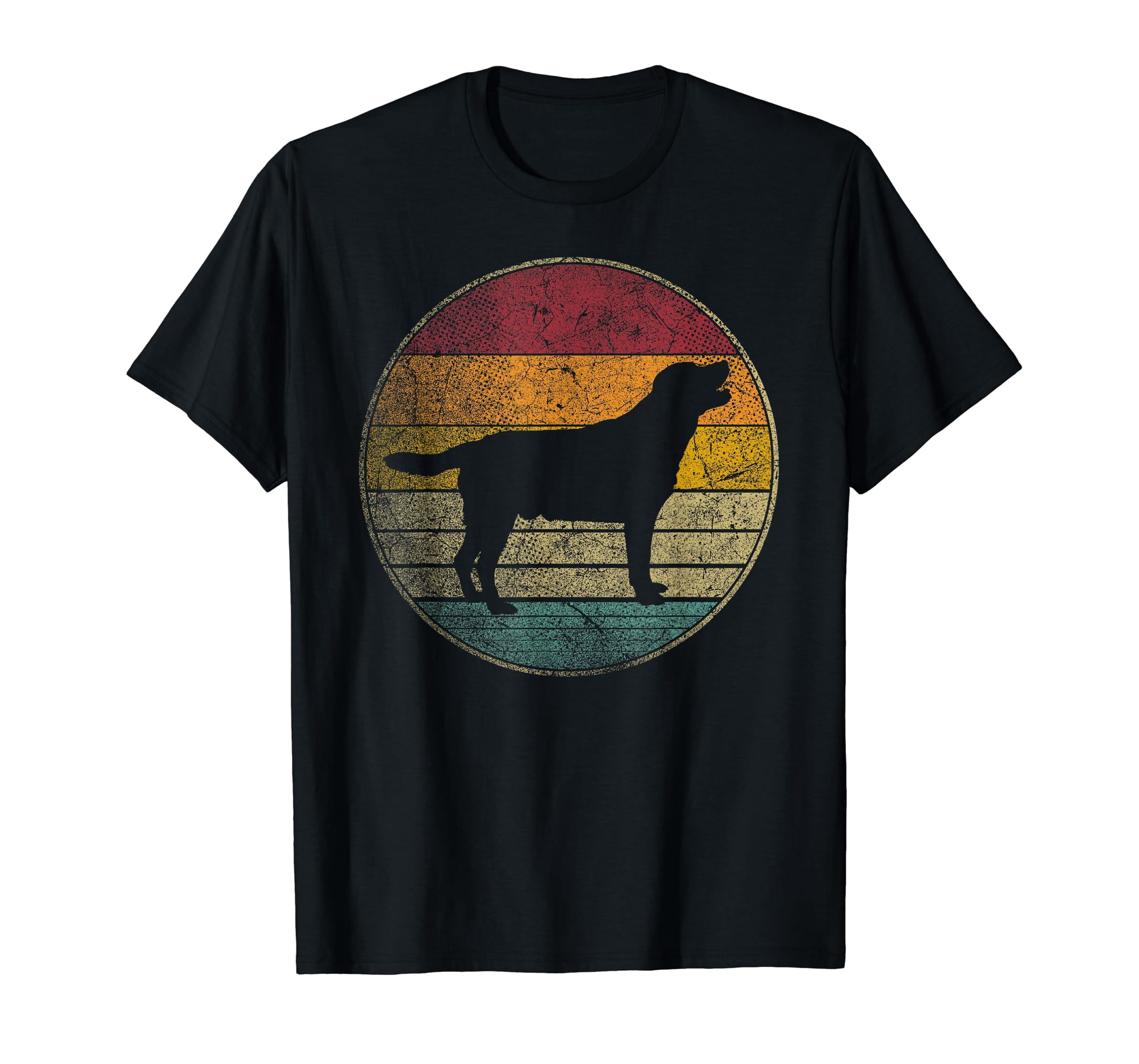 Labrador Retriever Dog Vintage Distressed Retro Silhouette Black T ...