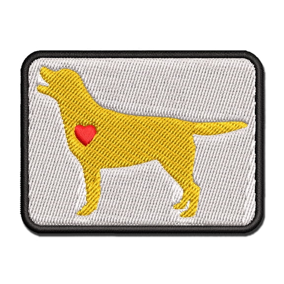 Labrador Retriever Dog with Heart Applique Multi-Color Embroidered Hook & Loop Patch - 3 Inch Medium