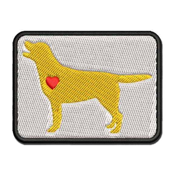 Labrador Retriever Dog with Heart Applique Multi-Color Embroidered Hook & Loop Patch - 3 Inch Medium