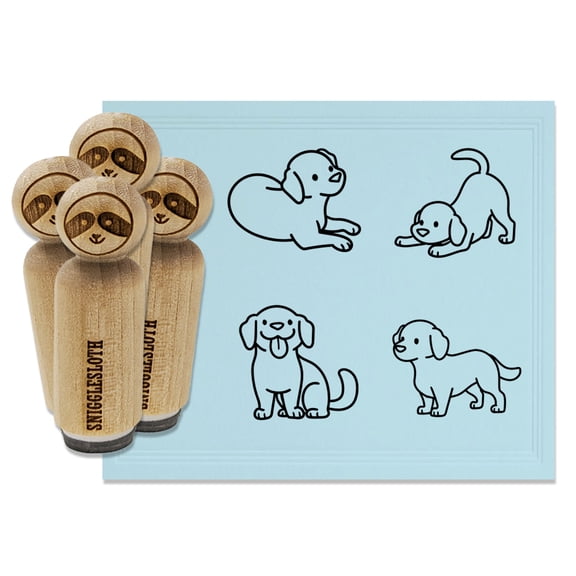 Labrador Retriever Dogs Standing Sitting Playing Rubber Stamp Set for Scrapbooking Crafting Stamping - Medium 1 Inch