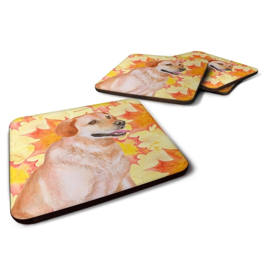 Labrador Retriever Fall Foam Coaster Set of 4 Yellow