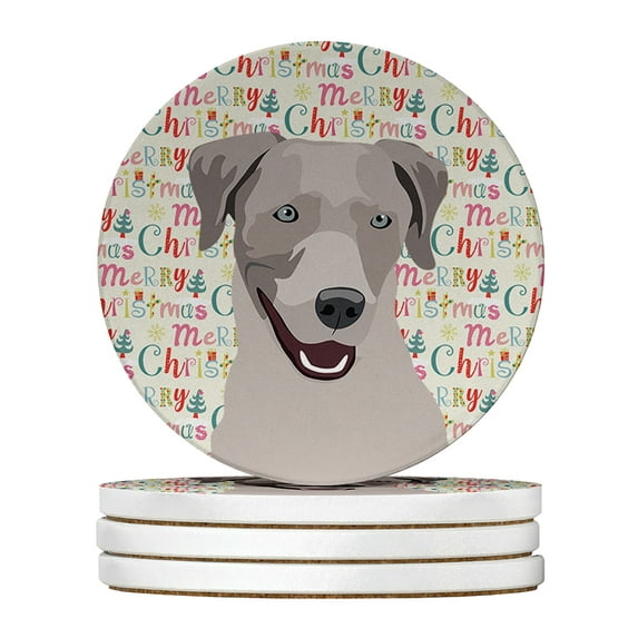 Labrador Retriever Gray Christmas Large Sandstone Coasters Pack of 4 4 in x 4 in
