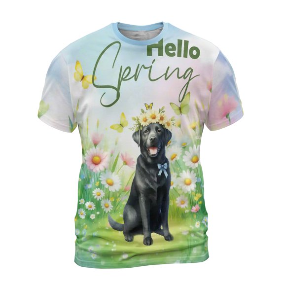 Labrador Retriever Hello Spring Time Flower Floral Nature All Over Print 3D Shirt Unisex Merch Lab Dog Lover Gifts - 02031