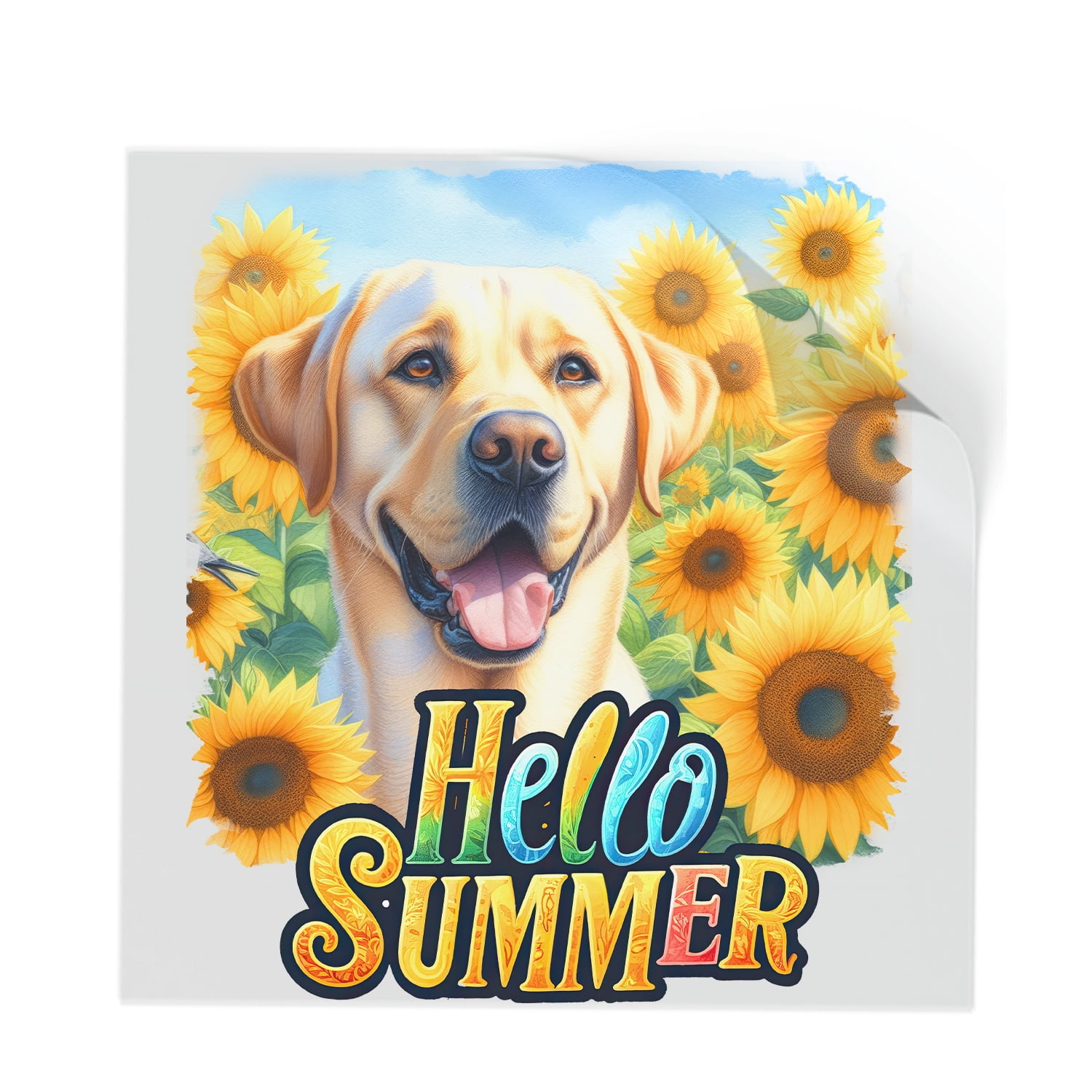 Labrador Retriever Hello Summer Sunshine Sunflowers Spring Retro ...