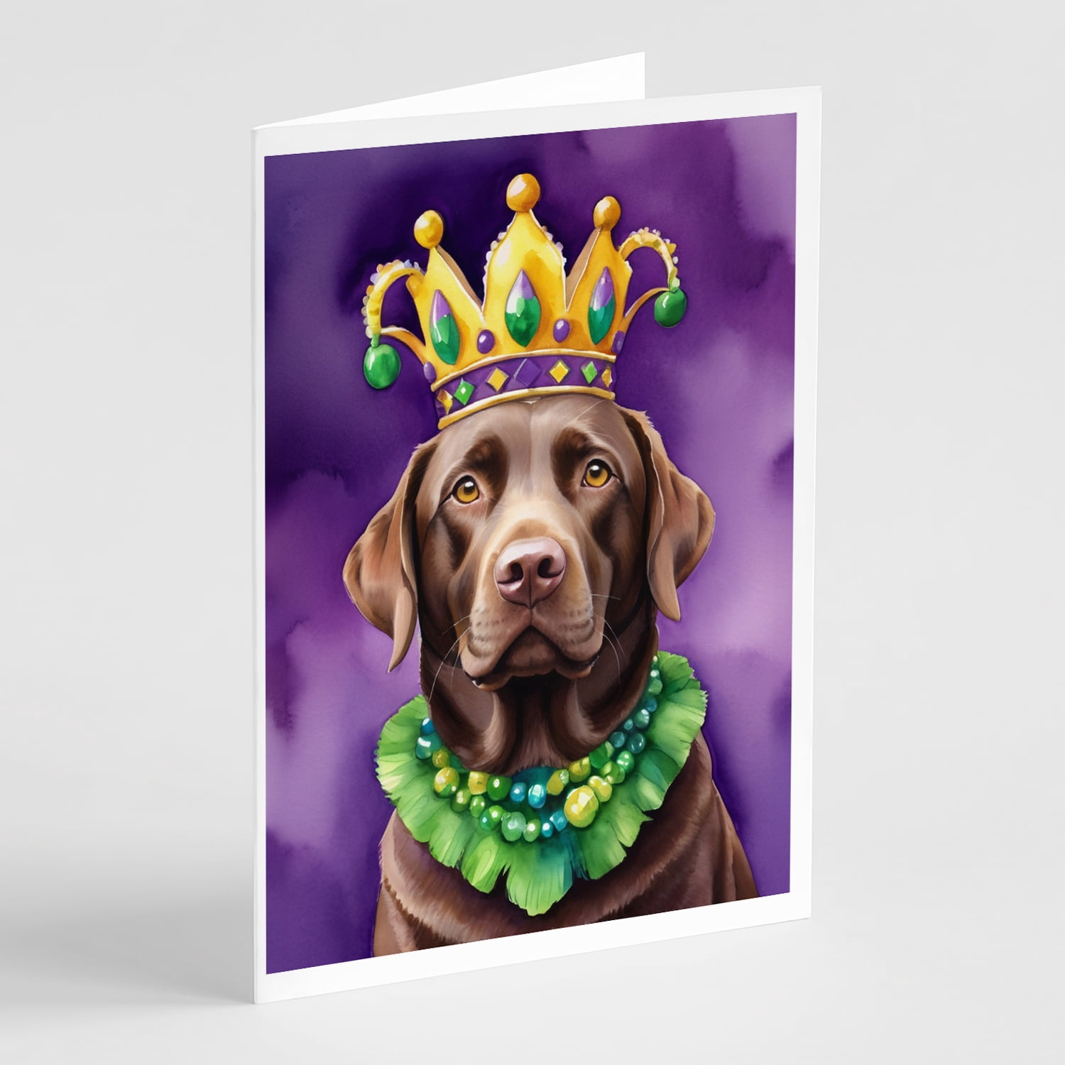 Labrador Retriever King of Mardi Gras Greeting Cards Pack of 8 7 in x 5 in