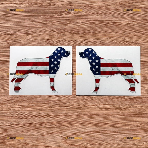 Labrador Retriever Lab Outline American Flag Vinyl Decal Sticker - Mirror Images Reversed, Subdued - Pair Glossy, 4 Inches - for Car Boat Laptop Cup Phone