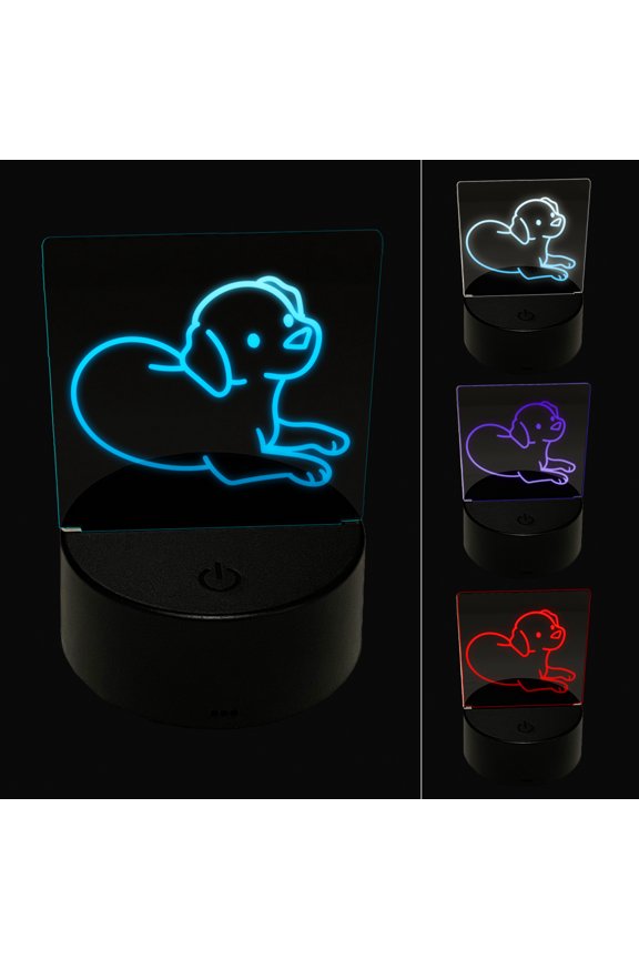 Labrador Retriever Laying Down Dog LED Night Light Sign 3D Illusion Desk Nightstand Lamp