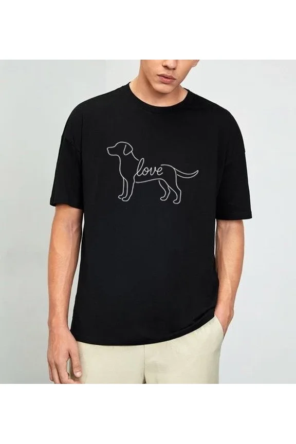 Labrador Retriever Love Line Art Minimalist Lab Dog Lover T-Shirt Size S-4XL