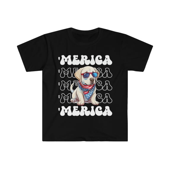 Labrador Retriever 'Merica Patriotic T-Shirt Yellow Lab 4th of July Top