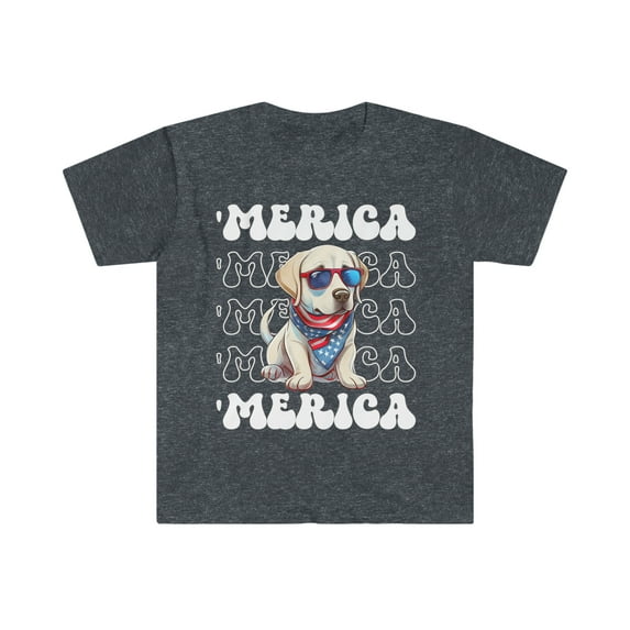 Labrador Retriever 'Merica Patriotic T-Shirt Yellow Lab 4th of July Top
