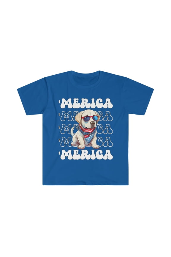 Labrador Retriever 'Merica Patriotic T-Shirt Yellow Lab 4th of July Top