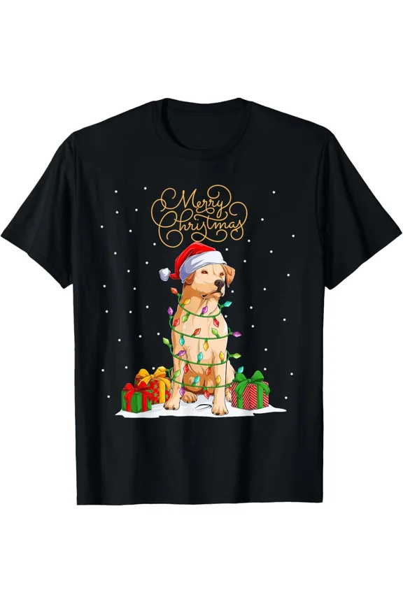 Labrador Retriever Merry Christmas Holiday Lab Dog Art Unisex T-Shirt up to size 5XL