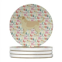 Labrador Retriever Merry Christmas Large Sandstone Coasters Pack of 4 4 in x 4 in
