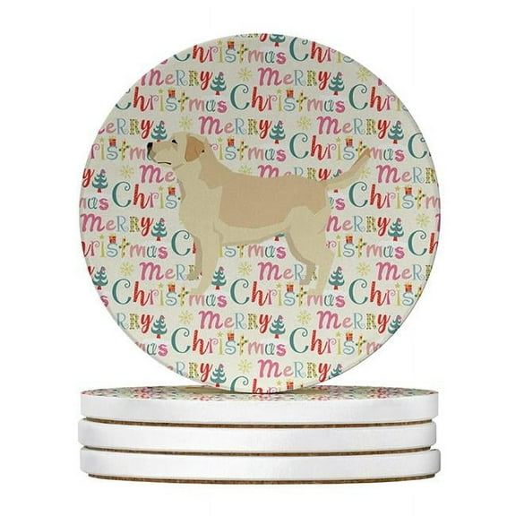 Labrador Retriever Merry Christmas Large Sandstone Coasters Pack of 4 4 in x 4 in