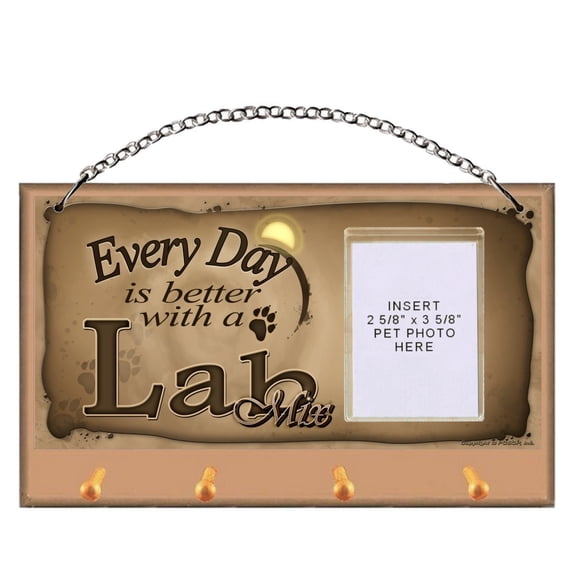 Labrador Retriever Mix (Lab Mix) "Every Day is Better With a Lab Mix" Key and Leash Holder featuring Clear Pocket to Insert Your Photo