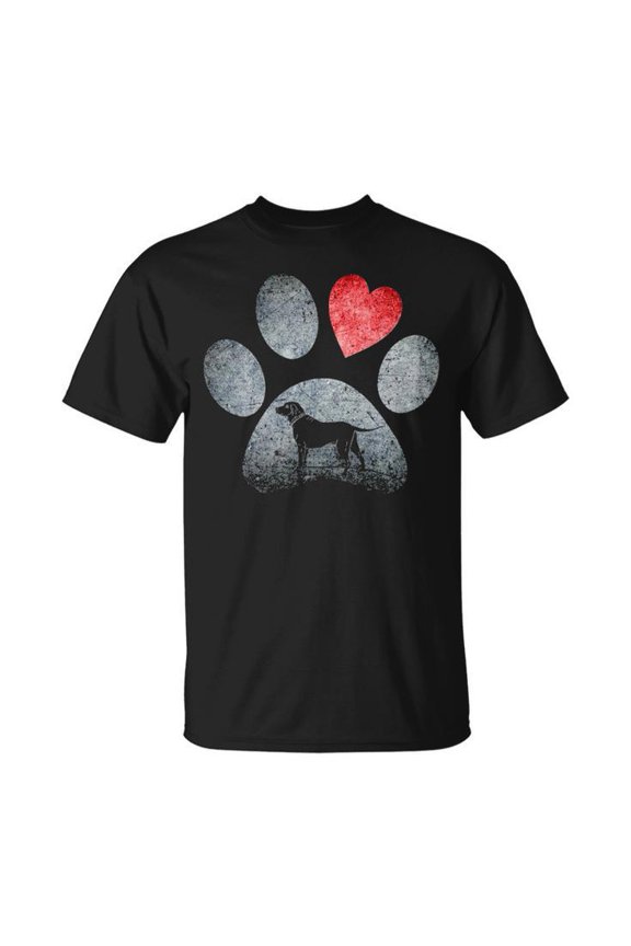 Labrador Retriever Paws Red Heart Graphic Tee Unisex Adult Cotton Casual Dog Lover Gift for Pet Owners or Everyday Wear, Size 3XL, Color Black