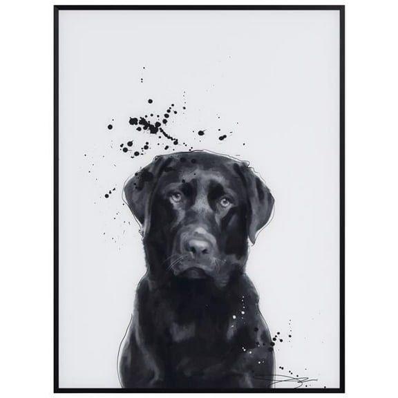 "Labrador Retriever" Pet Paintings on Printed Glass Encased with a Gunmetal Anodized Frame