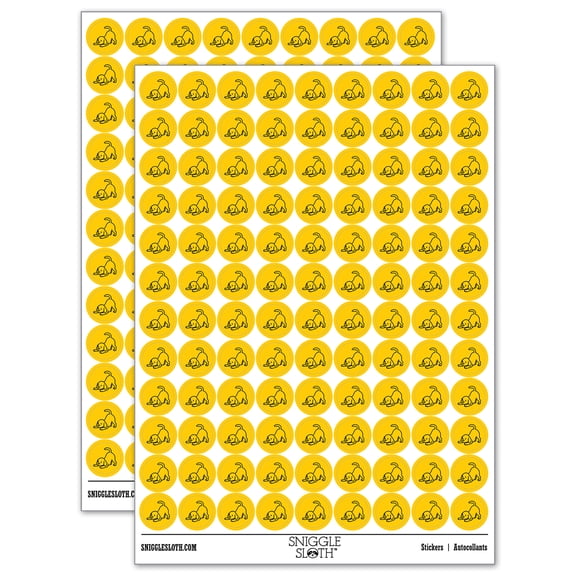 Labrador Retriever Play Bow Dog 200+ Round Stickers - Yellow - Gloss Finish - 0.50" Size