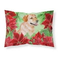 thumbnail image 1 of Labrador Retriever Poinsettas Fabric Standard Pillowcase, 1 of 2