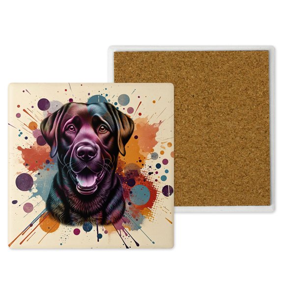 Labrador Retriever Portrait Watercolor Vintage Retro Styles Set of 4 Stone Coasters Lab Dog Lover Gifts 4x4in Absorbent Soapstone Coaster - 00001