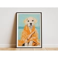 thumbnail image 1 of Labrador Retriever Puppy in Bathrobe Poster Print Cute Dog Wall Art Animal Lover Gift Puppy in Towel Art Dog Portrait Print Baby Animal Art - Poster Unframed, 1 of 3