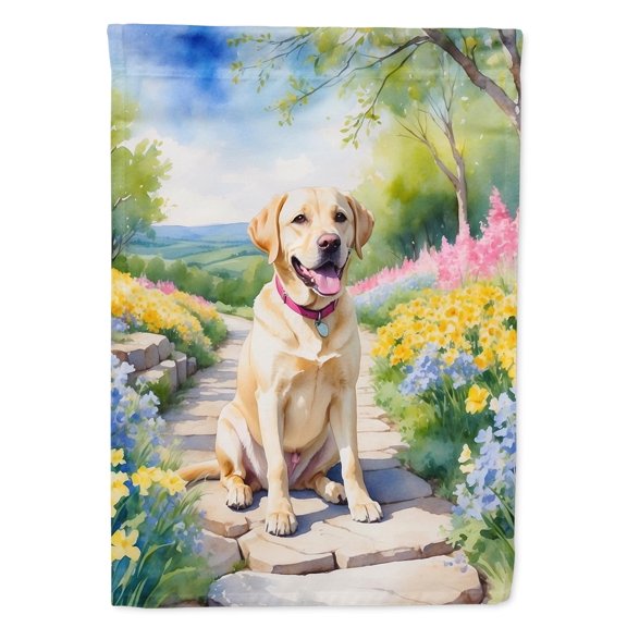 Labrador Retriever Spring Path House Flag 28 in x 40 in