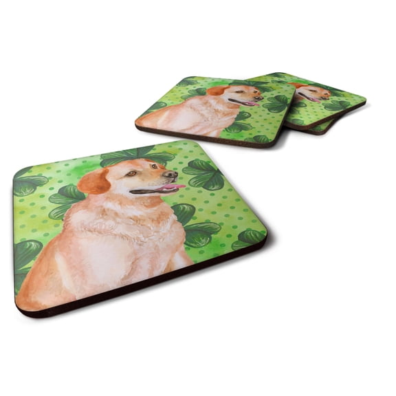 Labrador Retriever St Patricks Foam Coaster Set of 4 Green