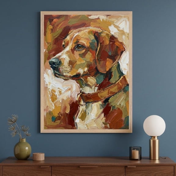 Labrador Retriever Textured Impasto Style Wall Art Yellow Lab Dog Gift Modern Animal Canva