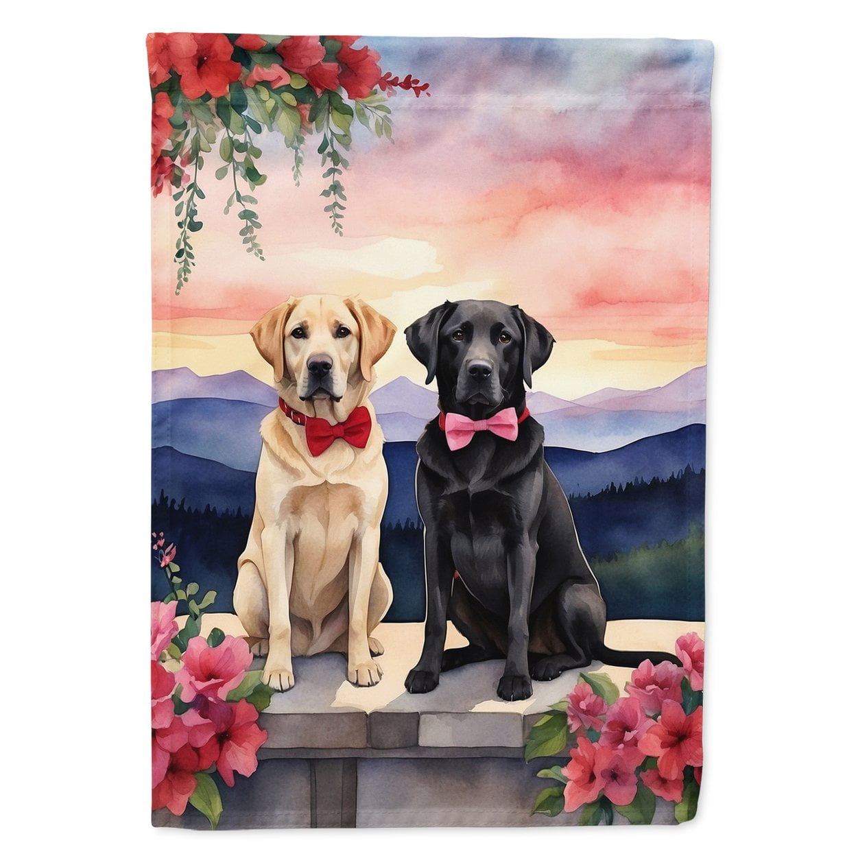 Labrador Retriever Two Hearts House Flag 28 in x 40 in