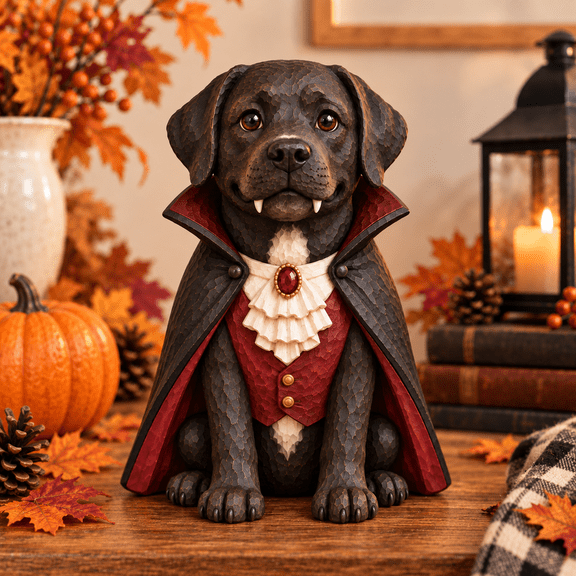 Labrador Retriever Vampire Wooden Block 3 Layer for Halloween Dog Lover Decor