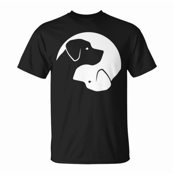 Labrador Retriever Yin Yang Dog Graphic Tee Unisex Adult Cotton Casual T-Shirt for Pet Lovers and Dog Owners, Size 2XL, Color Black