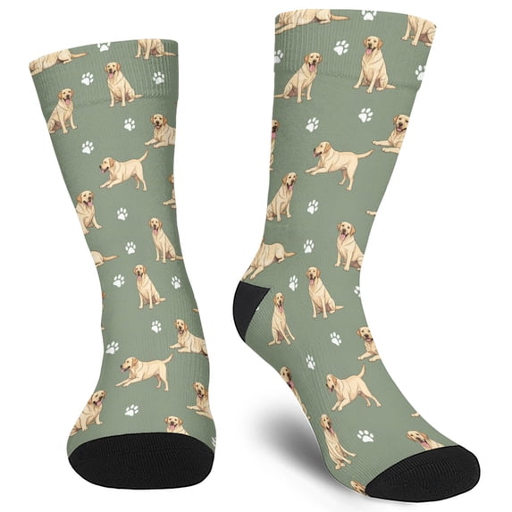 Running Lab Socks Labrador Retriever and Dog Paw Men's Mid-calf Crew Socks, Running ...