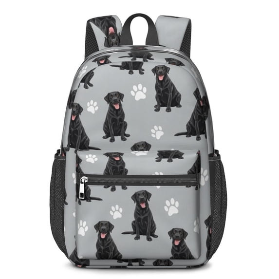 Labrador Retriever and Dog Paw Print 17" School Backpacks for Teens,Waterproof Oxford Fabric,S-Shape Padded Straps for School,Travel,Hiking,Camping