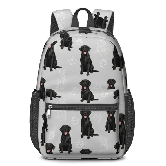 Labrador Retriever and Dog Paw Print 17" School Backpacks for Teens,Waterproof Oxford Fabric,S-Shape Padded Straps for School,Travel,Hiking,Camping