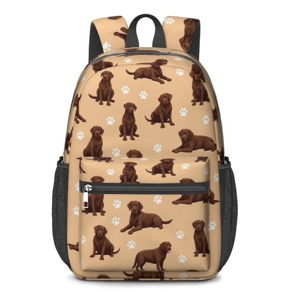 Labrador Retriever and Dog Paw Print 17" School Backpacks for Teens,Waterproof Oxford Fabric,S-Shape Padded Straps for School,Travel,Hiking,Camping