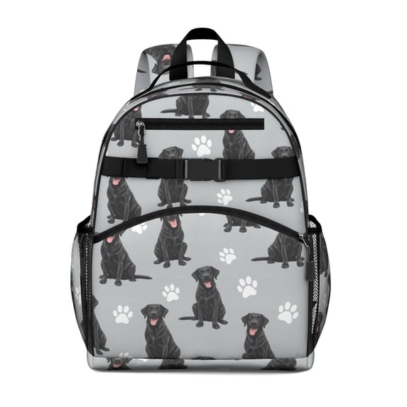 Labrador Retriever and Dog Paw Print Backpack for School, Cute School Bag with Adjustable Shoulder Straps and Padded Back, 15.25"x11.5"x5.25"