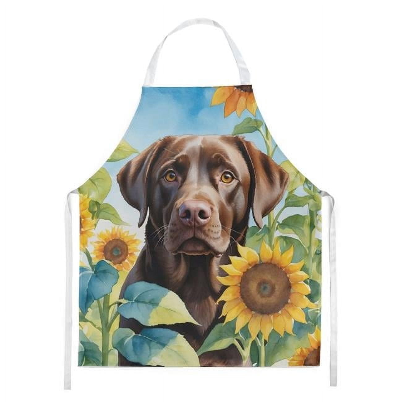 Labrador Retriever in Sunflowers Apron 27 in x 30 in