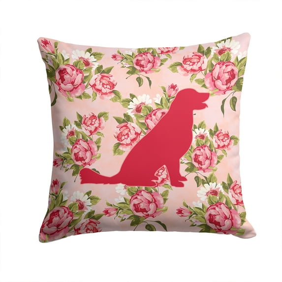 Labrador Shabby Chic Pink Roses Fabric Decorative Pillow