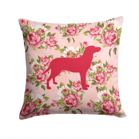 Labrador Shabby Chic Pink Roses Fabric Decorative Pillow