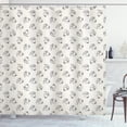 thumbnail image 1 of Labrador Shower Curtain, Cartoon Dog Pattern Kids Nursery Themed Hand Drawn Simplistic Sketch, Fabric Bathroom Set with Hooks, 69W X 84L Inches Extra Long, Charcoal Grey Beige, by Ambesonne, 1 of 3