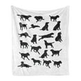 thumbnail image 1 of Labrador Soft Flannel Fleece Blanket, Black Silhouettes of Pets in Various Positions Friendly Playful Dog Breed, Cozy Plush for Indoor and Outdoor Use, 70" x 90", Charcoal Grey White, by Ambesonne, 1 of 5
