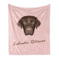 thumbnail image 1 of Labrador Soft Flannel Fleece Throw Blanket, Modern Retriever Portrait with Grumpy Face Purebred House Pet Illustration, Cozy Plush for Indoor and Outdoor Use, 50" x 60", Pale Pink Brown, by Ambesonne, 1 of 6