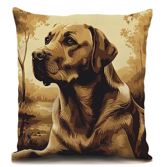 Labrador Stamped Cross-Stitch Pillow Kit,Animal Dog,Cushion Needlework Kit with Embroidery Pattern on Cotton Canvas Holiday,Gift Kits 17*17 in