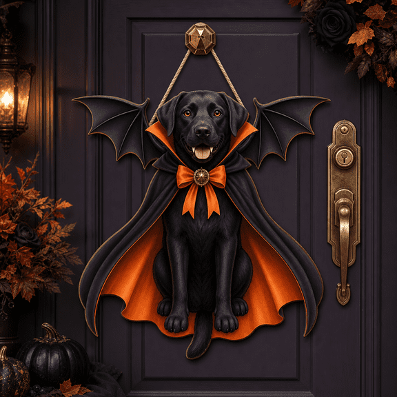 Labrador Vampire Door Wooden Sign Halloween Decor