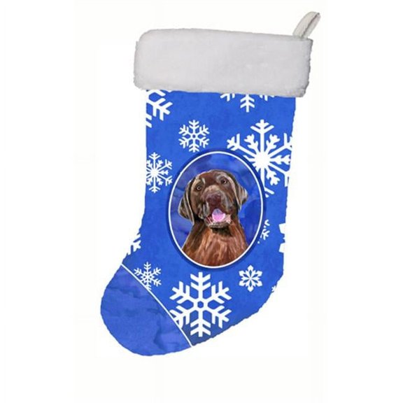 Labrador Winter Snowflakes Christmas Stocking 11 x 18 in.