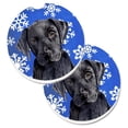 thumbnail image 1 of Labrador Winter Snowflakes Holiday Set of 2 Cup Holder Car Coaster, 1 of 1
