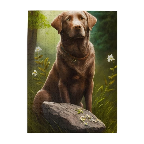 Labrador Woodland Rock Flowers 500-Piece Wooden Jigsaw Puzzle for Adults, Fun & Challenging Family Brain-Teaser, Perfect Home Decor & Gift