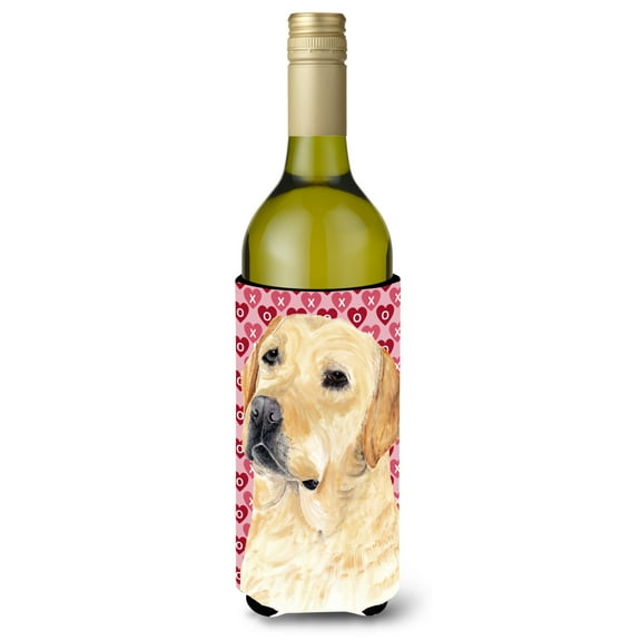 Labrador Yellow Hearts Love Valentines Day Wine Bottle Hugger