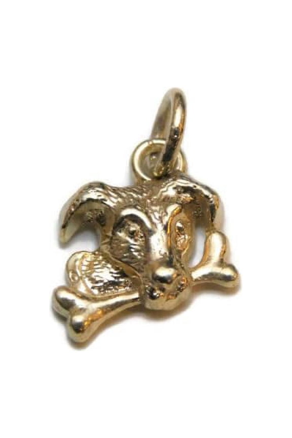 Labrador with Bone Charm Pendant 14k Yellow Gold